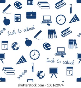 seamless school icons pattern