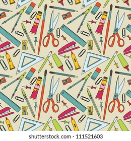 Seamless School Office Supplies Pattern