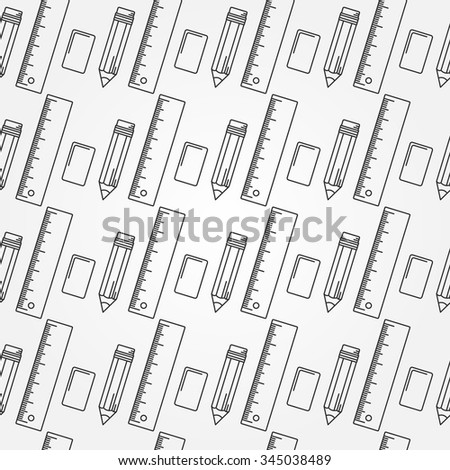 Seamless School Office Supplies Pattern. Thin line  icon for web and mobile. Vector.