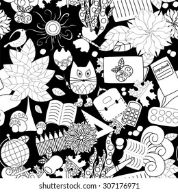 seamless school pattern. education background. cartoon design