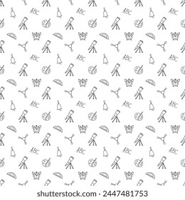 Seamless school pattern. Hand drawn doodle school background. Education illustration