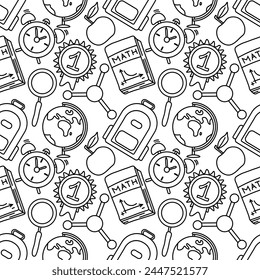 Seamless school pattern. Hand drawn doodle school background. Education illustration