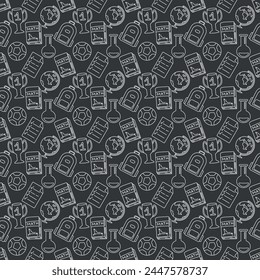 Seamless school pattern. Hand drawn doodle school background. Education illustration