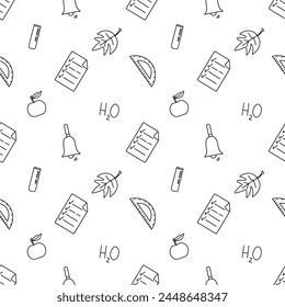 Seamless school pattern. Hand drawn doodle school background. Education illustration