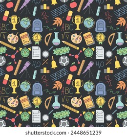 Patrón escolar perfecto. Fondo de la escuela de garabatos dibujado a mano. ilustración de Educación