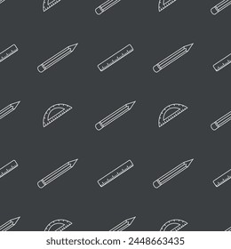 Seamless school pattern. Hand drawn doodle school background. Education illustration
