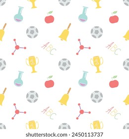 Seamless school pattern. Hand drawn doodle school background. Education illustration