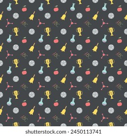 Seamless school pattern. Hand drawn doodle school background. Education illustration