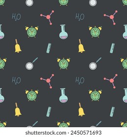 Seamless school pattern. Hand drawn doodle school background