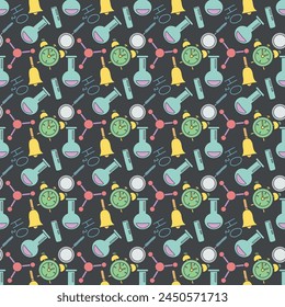 Seamless school pattern. Hand drawn doodle school background