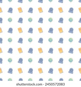 Seamless school pattern. Hand drawn doodle school background. Education illustration