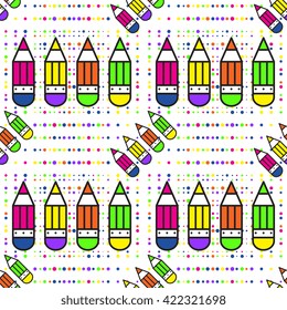 Seamless school pattern with pencils isolated. Vector illustration for print, package design, wrapping, textile