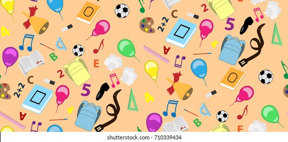 Seamless school pattern with school supplies