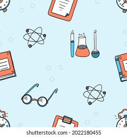 seamless school pattern for textiles, notebooks,notebooks, backpacks, clothing, wallpaper, design, bed linen