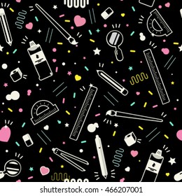 Seamless school stuff flat pattern
