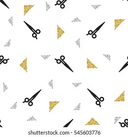 seamless scissor with glitter pattern background