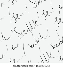 Seamless Scribble pattern with uncarefully written words. Repeating Pattern. 
