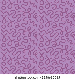 Seamless scribble purple lines abstract vector pattern illustration in squiggle style drawing for printing on wallpaper, textile, fabric, wrapping paper. minimalist style art background for children 