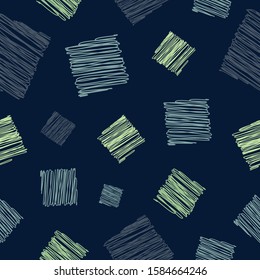 Seamless scribbled squares geometric artistic repeat endless background texture for textile, wallpapers, clothing, curtains, fabric prints
