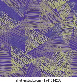 Seamless scribbled triangular modern artistic pattern textured repeat endless background for textile, wallpapers, interiors, cloth, fabric prints