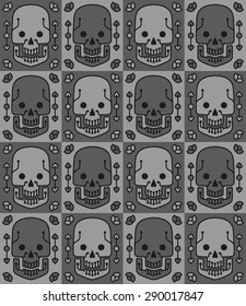 Seamless Scull Pattern, grey, vector