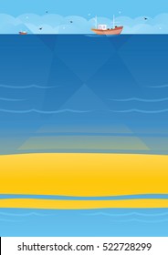 Seamless sea background with ships