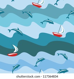 Seamless sea background, vector illustration.
