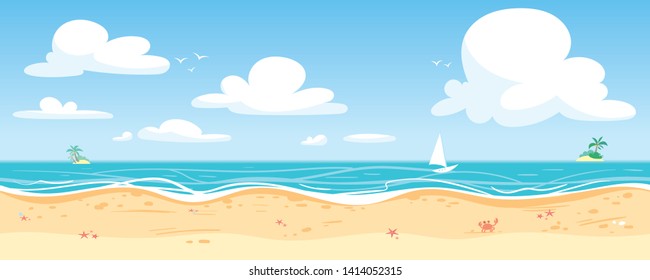 Seamless Sea Panorama. Vector illustration