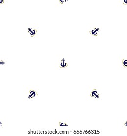 Seamless sea pattern in anchor. White background.