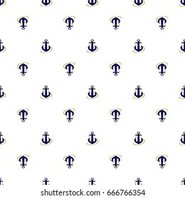 Seamless sea pattern in anchor. White background.