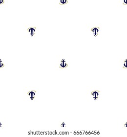 Seamless sea pattern in anchor. White background.