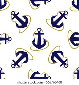 Seamless sea pattern in anchor. White background.