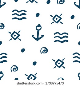 Seamless sea pattern with blue elements 