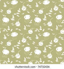 Seamless sea pattern in cartoon style