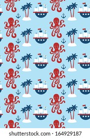 seamless sea pattern design. vector illustration