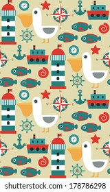 seamless sea pattern design. vector illustration