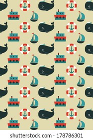 seamless sea pattern design. vector illustration