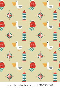 seamless sea pattern design. vector illustration