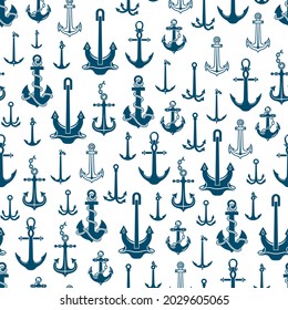 anclajes diferentes de patrón marino sin soldadura: 
siluetas azules sobre fondo blanco, vector