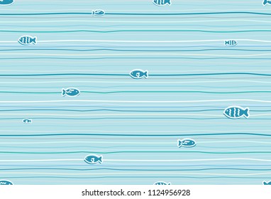 Seamless sea pattern with fish