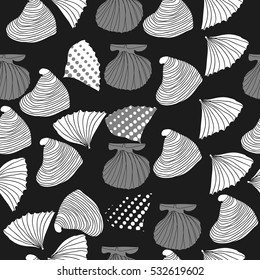 Seamless sea pattern, halftone . Hand drawn.