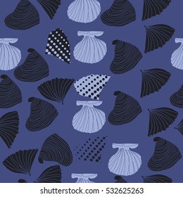 Seamless sea pattern, halftone . Hand drawn.