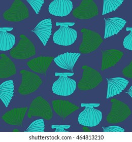 Seamless sea pattern,  hole,  spots,shells, doodles . Hand drawn.