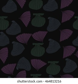 Seamless sea pattern,  hole,  spots,shells, doodles . Hand drawn.