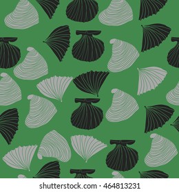 Seamless sea pattern,  hole,  spots,shells, doodles . Hand drawn.