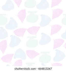 Seamless sea pattern,  hole,  spots,shells, doodles . Hand drawn.