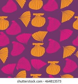 Seamless sea pattern,  hole,  spots,shells, doodles . Hand drawn.