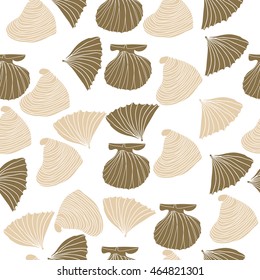 Seamless sea pattern,  hole,  spots,shells, doodles . Hand drawn.