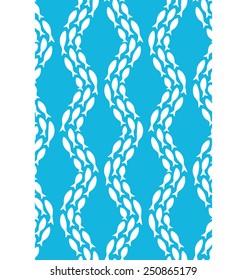 Seamless sea pattern with school of fish