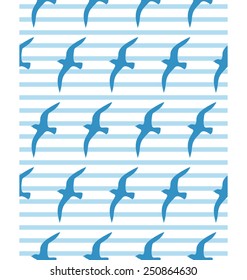 Seamless sea pattern with seagull